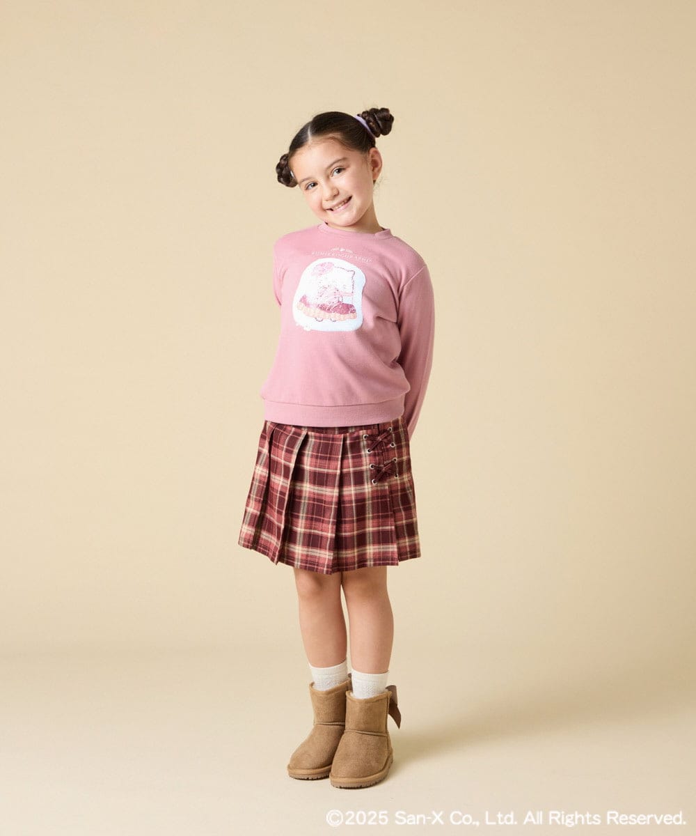 KJKAD80034 a.v.v KIDS(アー・ヴェ・ヴェ) [100-140]【a.v.v限定デザイン/アートが変わるスパンコール/しろくまとねこ/とかげとぺんぎん】すみっコぐらしスパンコールトレーナー ピンク