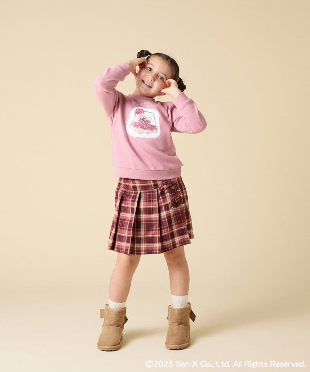 KJKAD80034 a.v.v KIDS(アー・ヴェ・ヴェ) [100-140]【a.v.v限定デザイン/アートが変わるスパンコール/しろくまとねこ/とかげとぺんぎん】すみっコぐらしスパンコールトレーナー ピンク