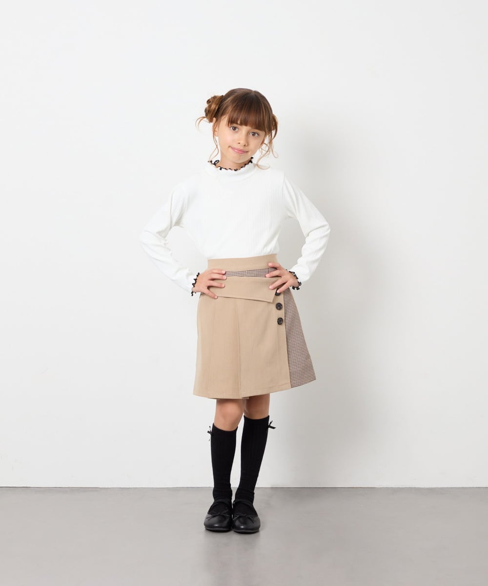 KJKAG08026 a.v.v KIDS(アー・ヴェ・ヴェ) [100-160]ハイネックテレコ ホワイト