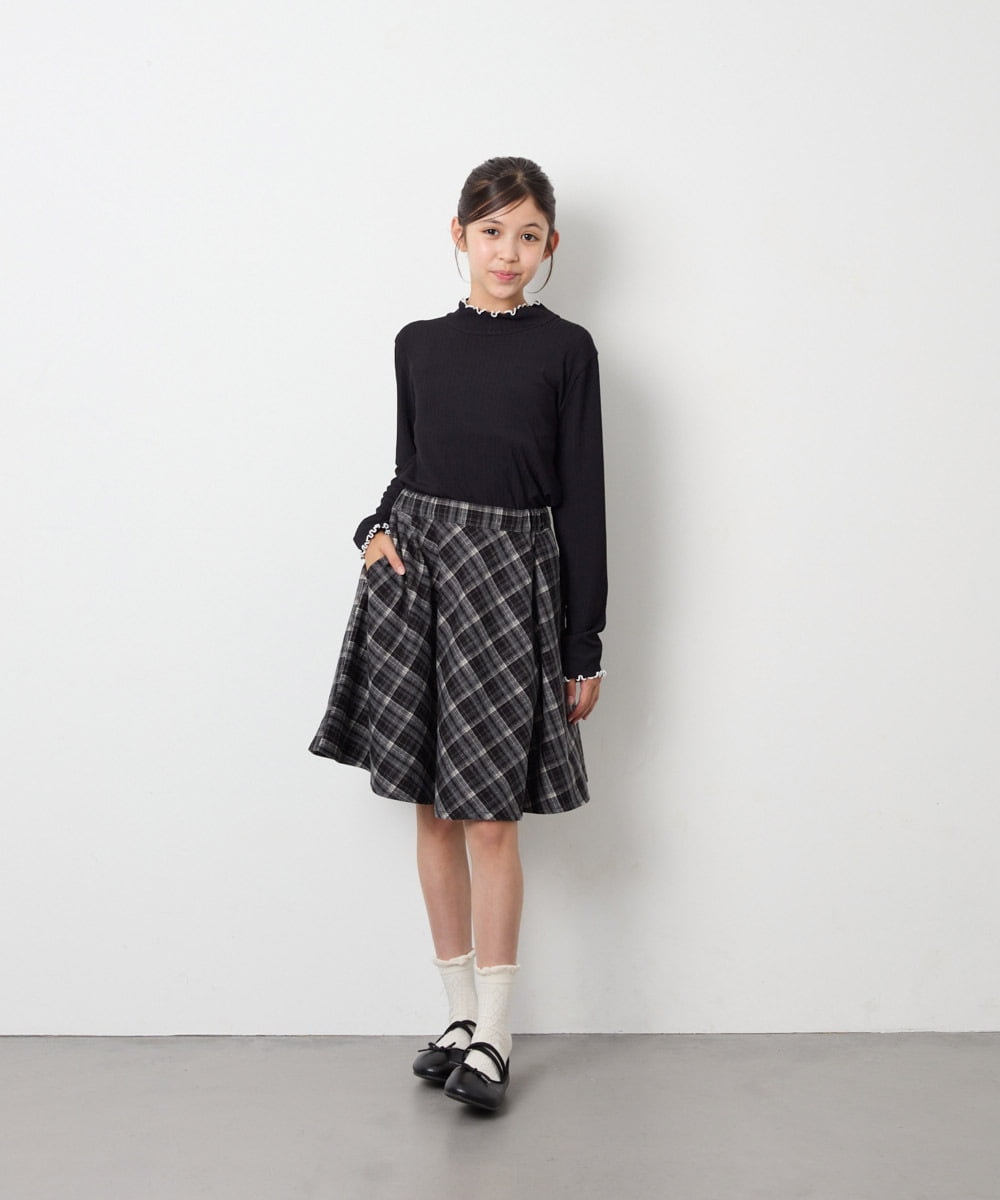 KJKAG08026 a.v.v KIDS(アー・ヴェ・ヴェ) [100-160]ハイネックテレコ ブラック