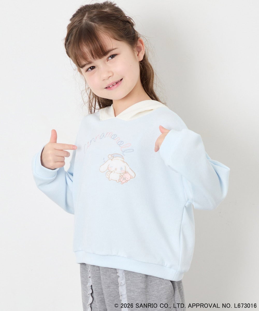 KJKAG15054 a.v.v KIDS(アー・ヴェ・ヴェ) [110-140][コラボ]シナモロール耳付きパーカー ライトブルー