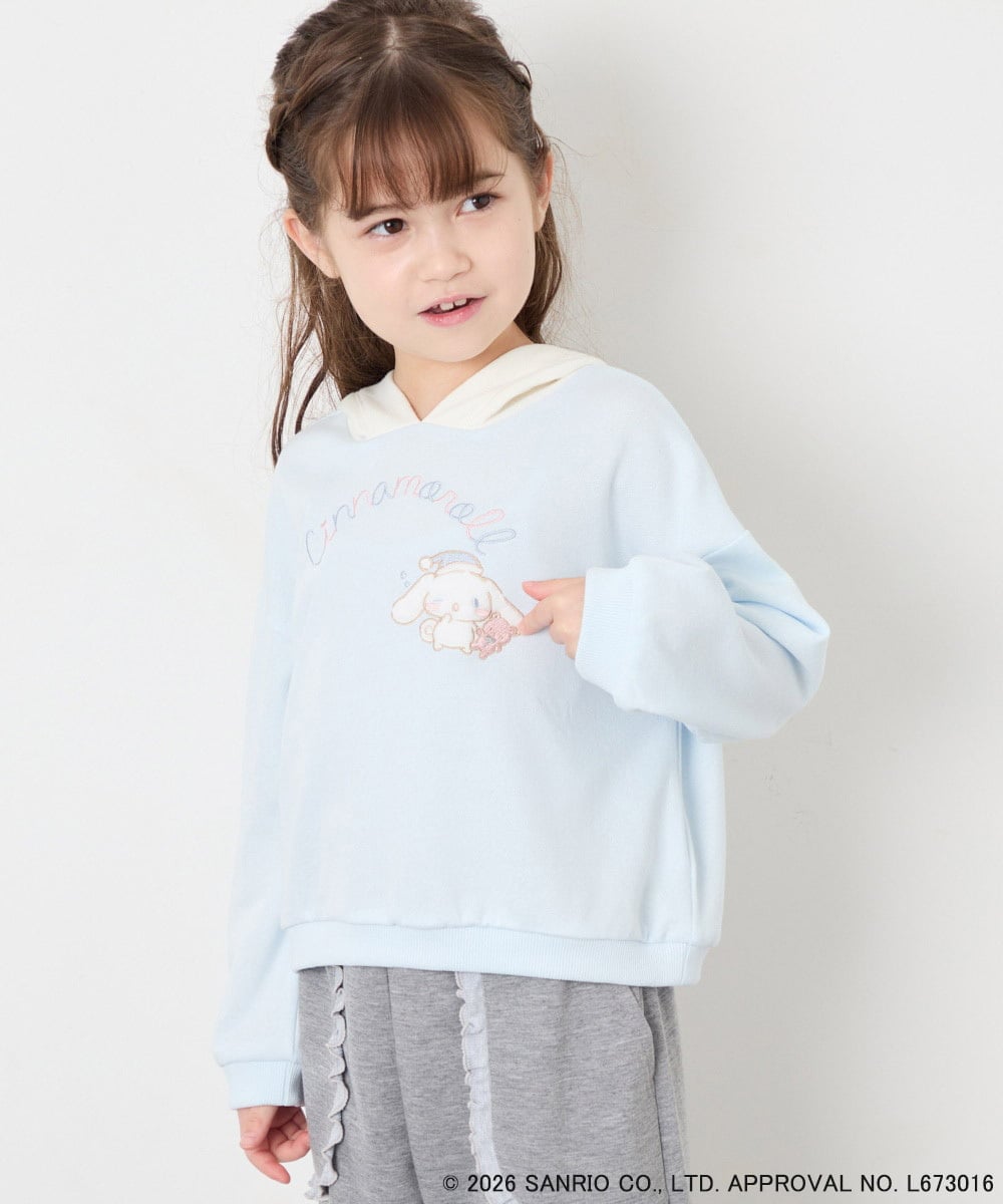 KJKAG15054 a.v.v KIDS(アー・ヴェ・ヴェ) [110-140][コラボ]シナモロール耳付きパーカー ライトブルー