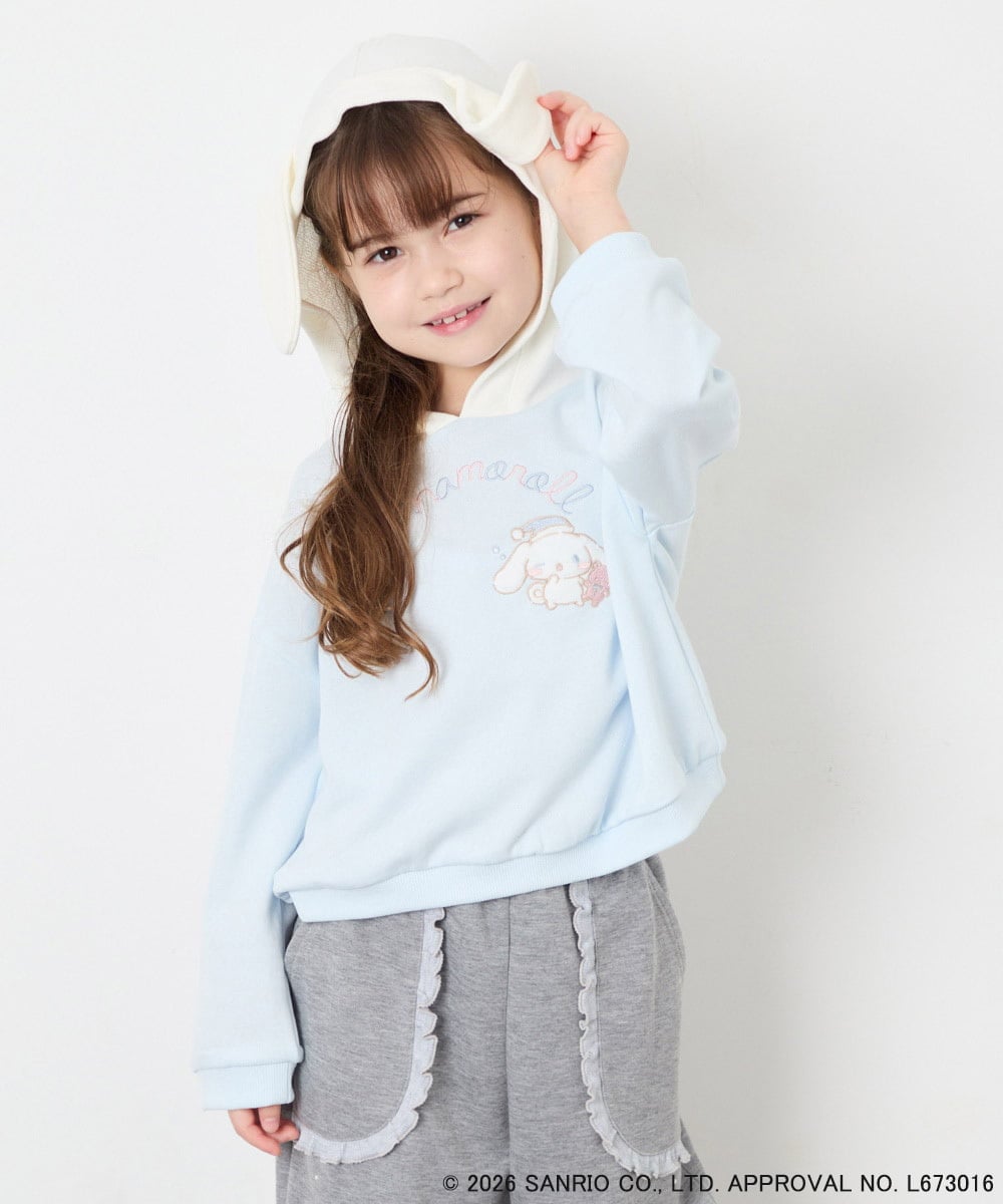 KJKAG15054 a.v.v KIDS(アー・ヴェ・ヴェ) [110-140][コラボ]シナモロール耳付きパーカー ライトブルー
