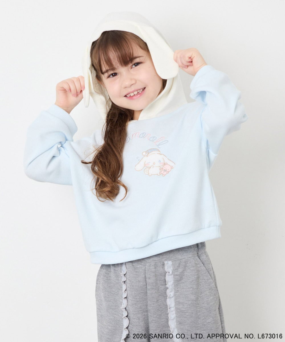 KJKAG15054 a.v.v KIDS(アー・ヴェ・ヴェ) [110-140][コラボ]シナモロール耳付きパーカー ライトブルー