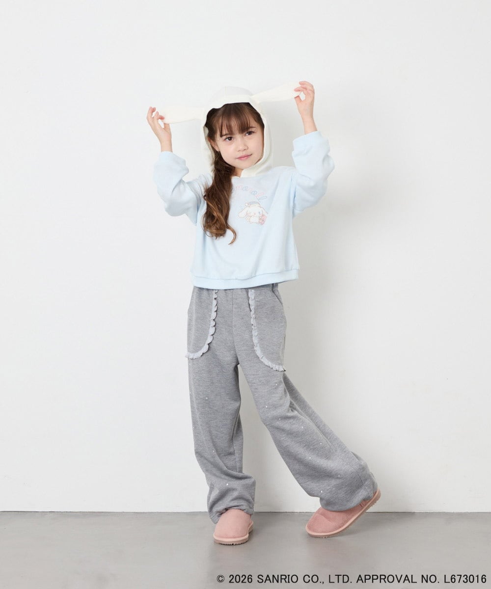 KJKAG15054 a.v.v KIDS(アー・ヴェ・ヴェ) [110-140][コラボ]シナモロール耳付きパーカー ライトブルー