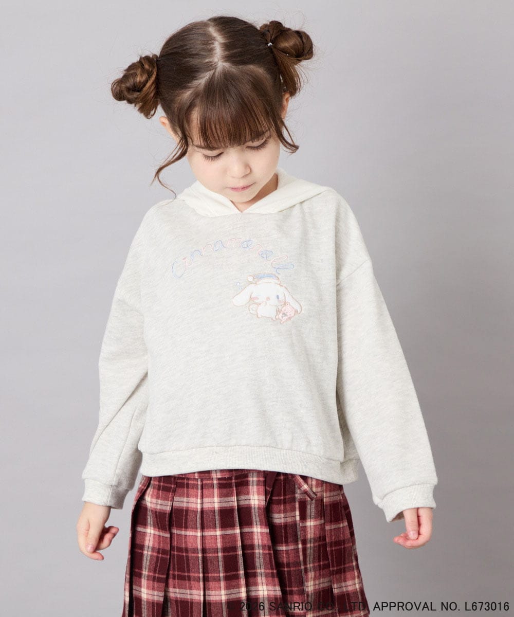 KJKAG15054 a.v.v KIDS(アー・ヴェ・ヴェ) [110-140][コラボ]シナモロール耳付きパーカー ライトグレー