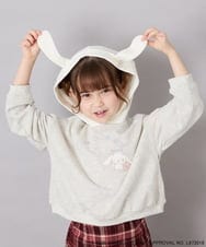 KJKAG15054 a.v.v KIDS(アー・ヴェ・ヴェ) [110-140][コラボ]シナモロール耳付きパーカー ライトグレー