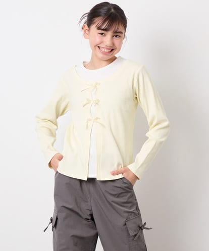 KJKED33044  [140-160]レイヤード風テレコカットソー