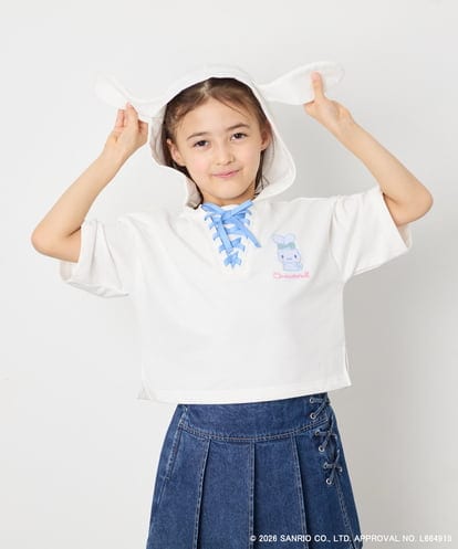 KJKED81044  【数量限定】[110-160][シナモロール＆ポチャッコ]ミミ付きオーバーTシャツ