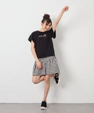 KJKFD07016 a.v.v KIDS(アー・ヴェ・ヴェ) [120-160]【接触冷感/安心の綿100％/毛玉になりにくい】レースアップスリーブTシャツ ブラック