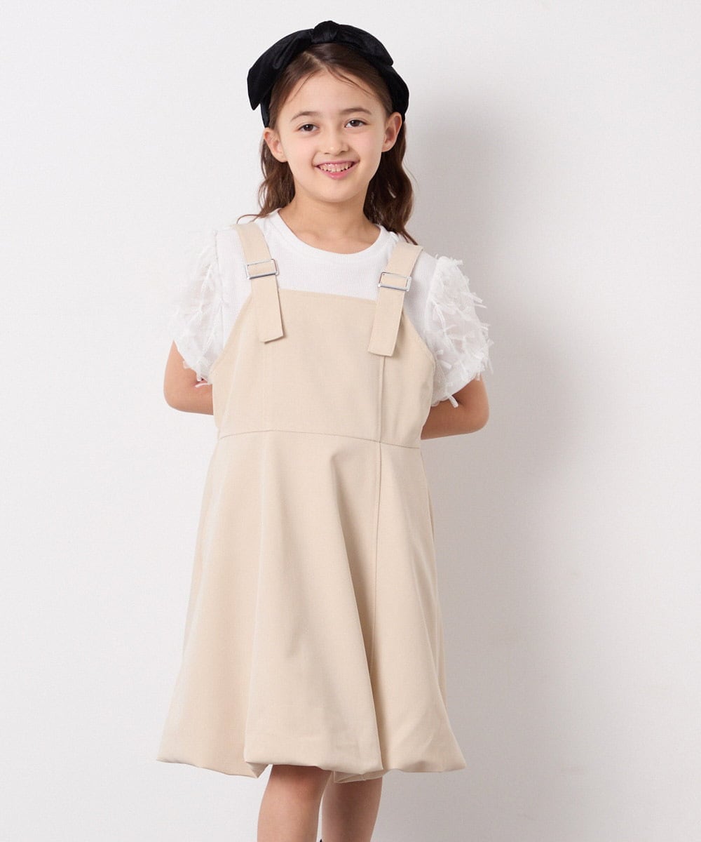 KJKFD43029 a.v.v KIDS(アー・ヴェ・ヴェ) [120-160]袖リボンチュールテレコカットソー ホワイト