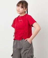 KJKFD56035 a.v.v KIDS(アー・ヴェ・ヴェ) [130-160]【毛玉になりにくい/綿100％】クロップドドロストTシャツ レッド