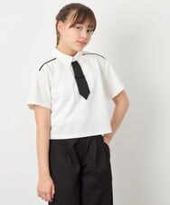KJKFD58039 a.v.v KIDS(アー・ヴェ・ヴェ) [130-160]ネクタイ付きクロップドトップス ホワイト