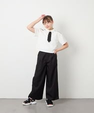 KJKFD58039 a.v.v KIDS(アー・ヴェ・ヴェ) [130-160]ネクタイ付きクロップドトップス ホワイト
