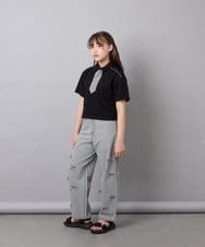KJKFD58039 a.v.v KIDS(アー・ヴェ・ヴェ) [130-160]ネクタイ付きクロップドトップス ブラック