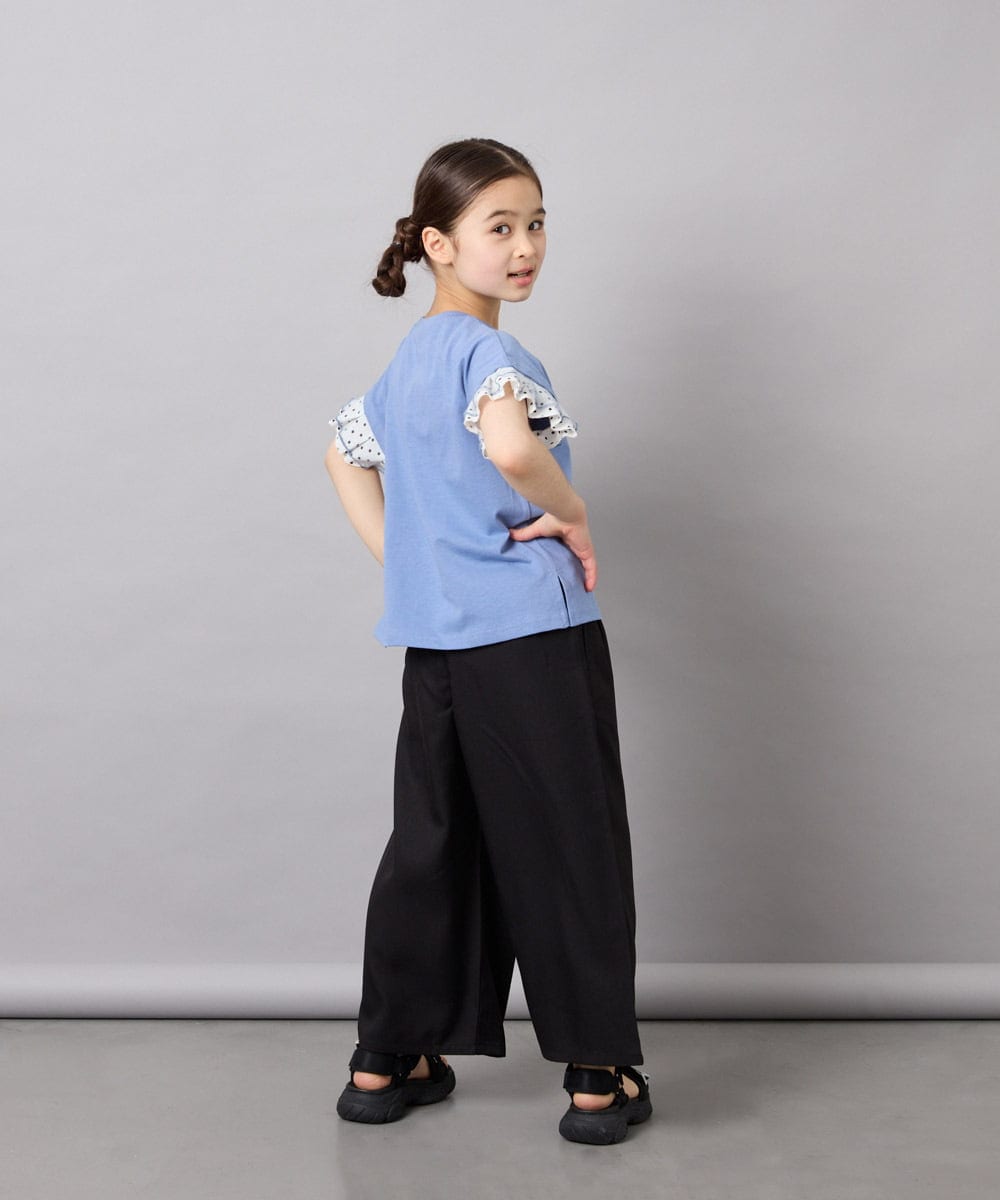 KJKGD01015 a.v.v KIDS(アー・ヴェ・ヴェ) [110-160]【WEB限定】ドットチュール袖Tシャツ ブルー