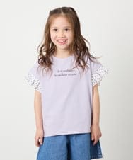 KJKGD01015 a.v.v KIDS(アー・ヴェ・ヴェ) [110-160]【WEB限定】ドットチュール袖Tシャツ ラベンダー