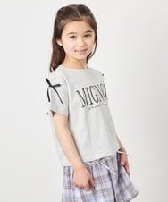 KJKGD02015 a.v.v KIDS(アー・ヴェ・ヴェ) [120-160]【WEB限定】リボンロゴプリントTシャツ ライトグレー
