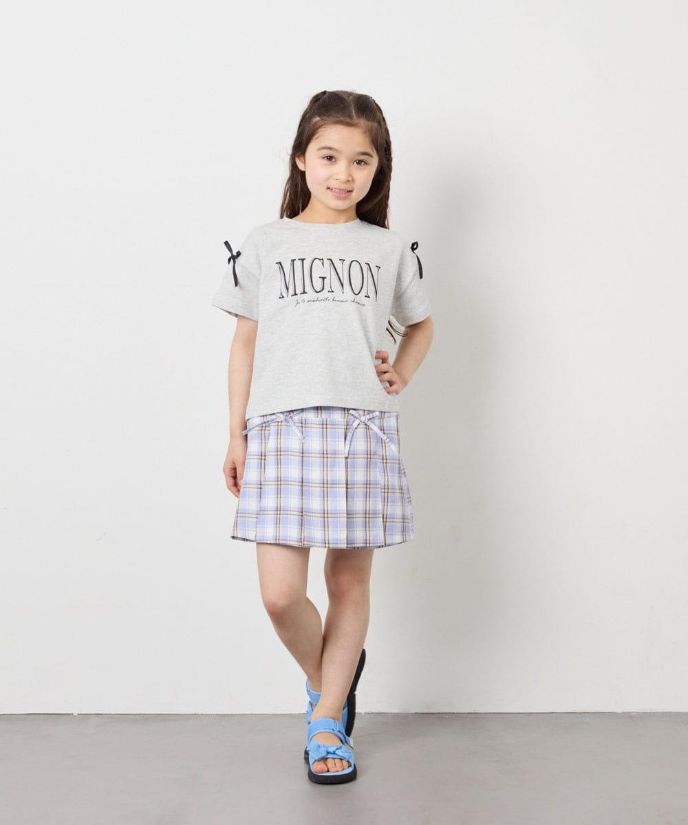 KJKGD02015 a.v.v KIDS(アー・ヴェ・ヴェ) [120-160]【WEB限定】リボンロゴプリントTシャツ ライトグレー