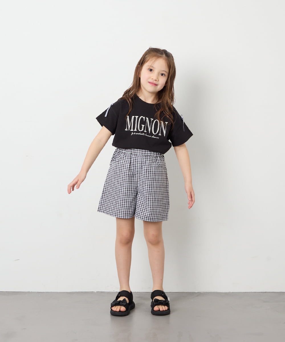 KJKGD02015 a.v.v KIDS(アー・ヴェ・ヴェ) [120-160]【WEB限定】リボンロゴプリントTシャツ ブラック