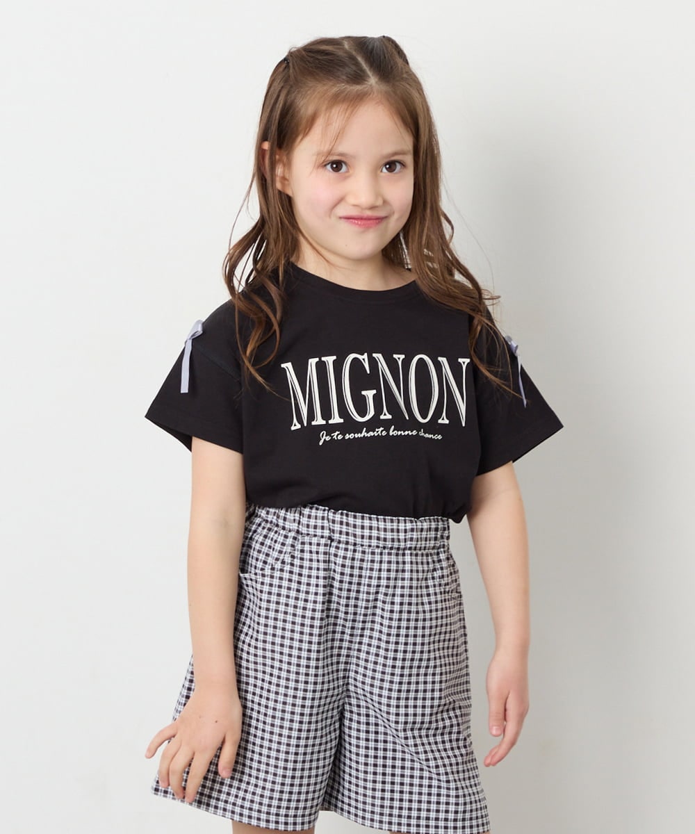 KJKGD02015 a.v.v KIDS(アー・ヴェ・ヴェ) [120-160]【WEB限定】リボンロゴプリントTシャツ ブラック