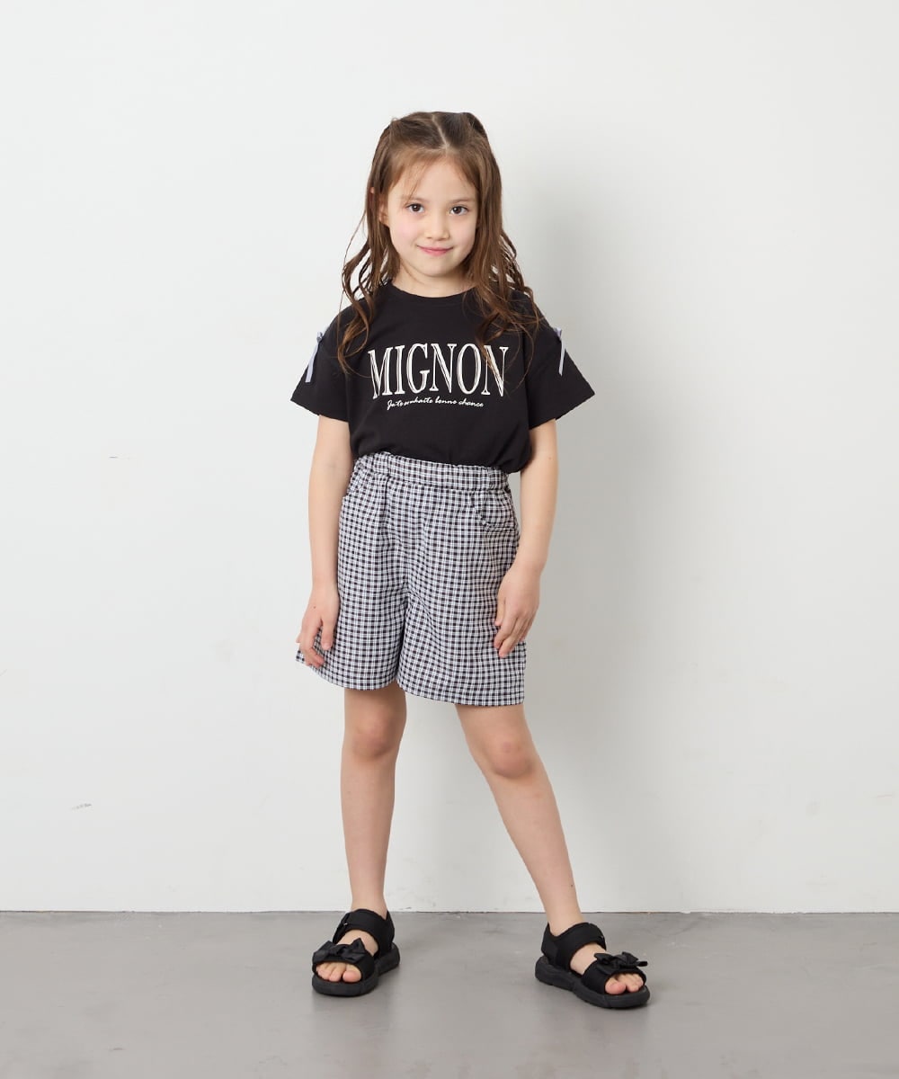 KJKGD02015 a.v.v KIDS(アー・ヴェ・ヴェ) [120-160]【WEB限定】リボンロゴプリントTシャツ ブラック