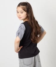 KJKGD42015 a.v.v KIDS(アー・ヴェ・ヴェ) [110-160]【WEB限定】シアーギンガムスリーブTシャツ ブラック