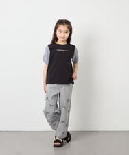 KJKGD42015 a.v.v KIDS(アー・ヴェ・ヴェ) [110-160]【WEB限定】シアーギンガムスリーブTシャツ ブラック