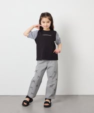 KJKGD42015 a.v.v KIDS(アー・ヴェ・ヴェ) [110-160]【WEB限定】シアーギンガムスリーブTシャツ ブラック