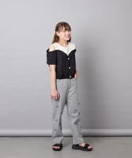 KJKGD55035 a.v.v KIDS(アー・ヴェ・ヴェ) [120-160]【毛玉になりにくい/綿100％】オフショルドッキングTシャツ ブラック