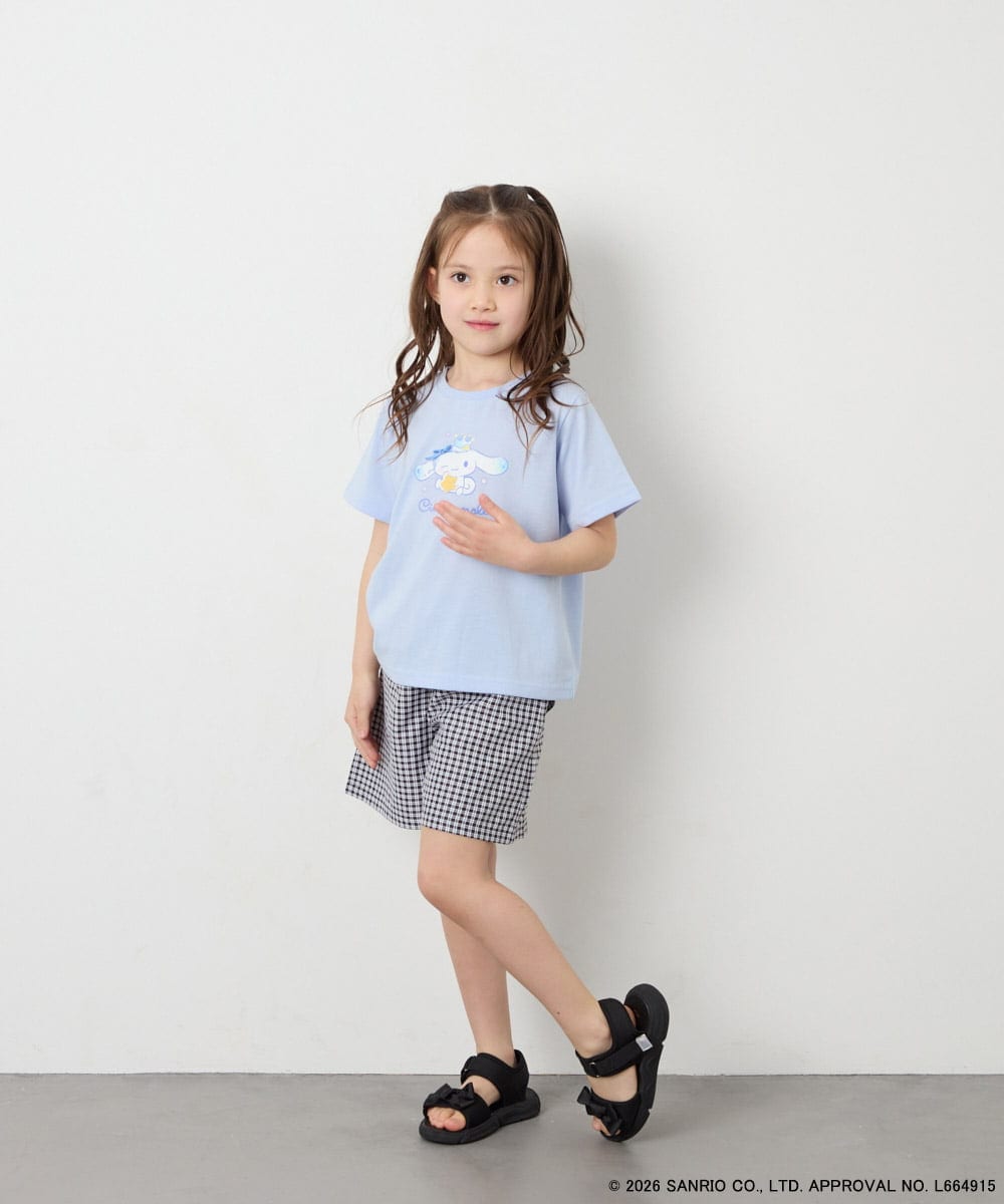 KJKGD61039 a.v.v KIDS(アー・ヴェ・ヴェ) [110-140]【数量限定】[シナモロール＆クロミ]スパンコールTシャツ ライトブルー