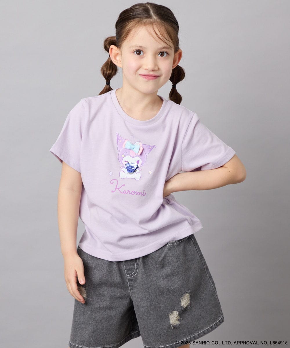 KJKGD61039 a.v.v KIDS(アー・ヴェ・ヴェ) [110-140]【数量限定】[シナモロール＆クロミ]スパンコールTシャツ ラベンダー