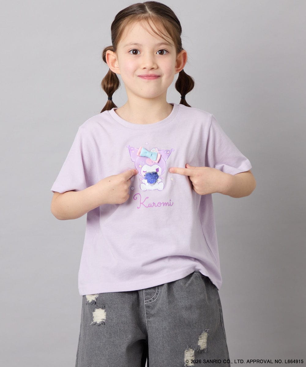KJKGD61039 a.v.v KIDS(アー・ヴェ・ヴェ) [110-140]【数量限定】[シナモロール＆クロミ]スパンコールTシャツ ラベンダー