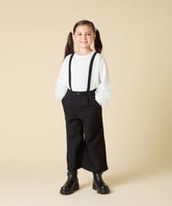 KJKJA41034 a.v.v KIDS(アー・ヴェ・ヴェ) [130-160]チュールスリーブポンチカットソー ホワイト