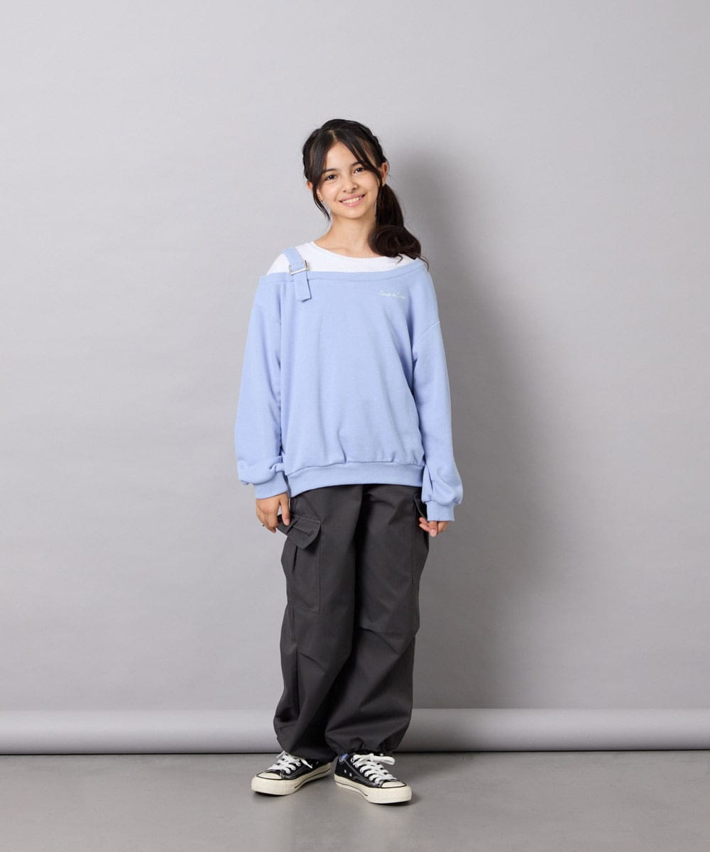KJKJD02039 a.v.v KIDS(アー・ヴェ・ヴェ) [130-160]アシメショルダーベルトプルオーバー ブルー