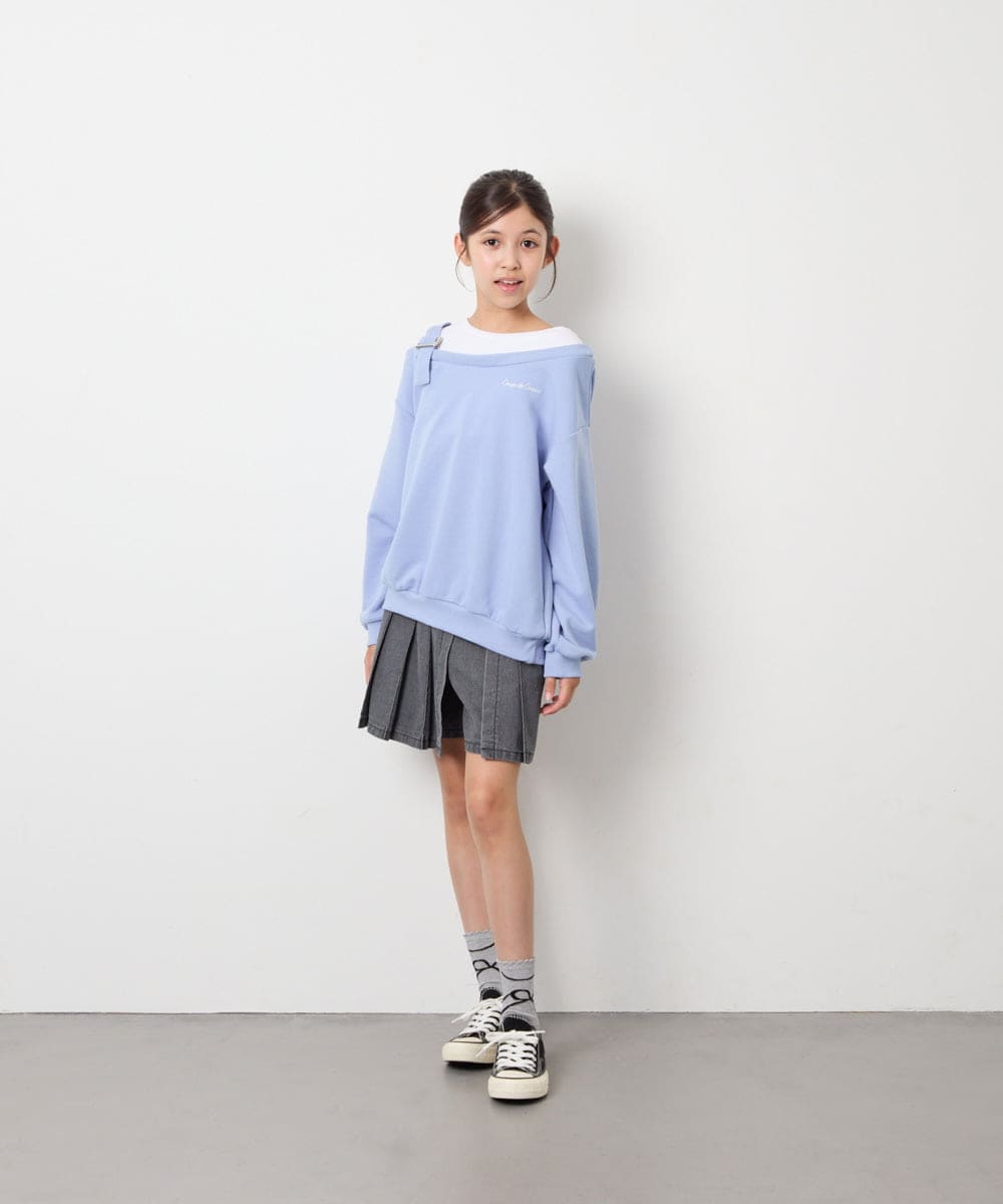 KJKJD02039 a.v.v KIDS(アー・ヴェ・ヴェ) [130-160]アシメショルダーベルトプルオーバー ブルー