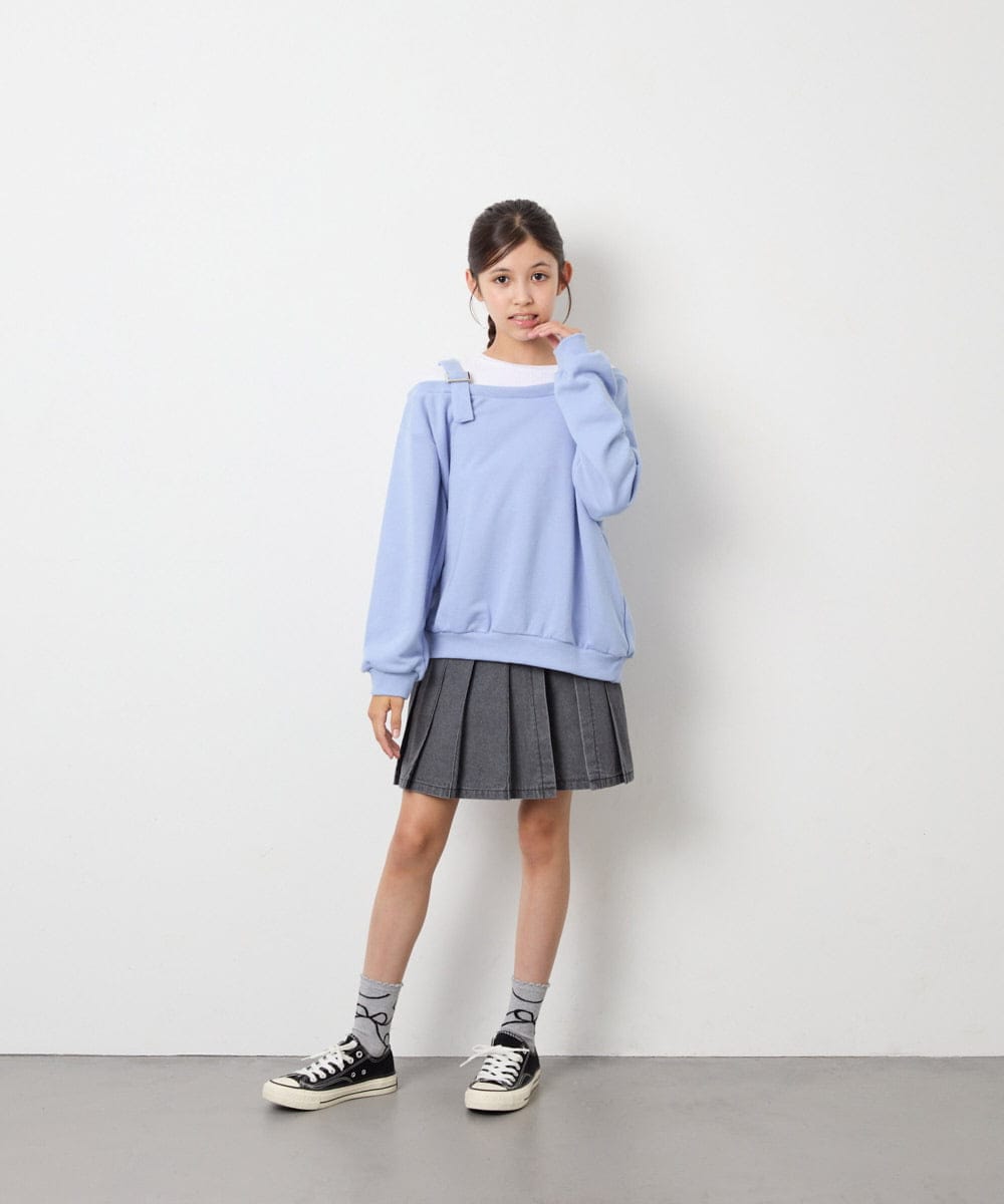 KJKJD02039 a.v.v KIDS(アー・ヴェ・ヴェ) [130-160]アシメショルダーベルトプルオーバー ブルー