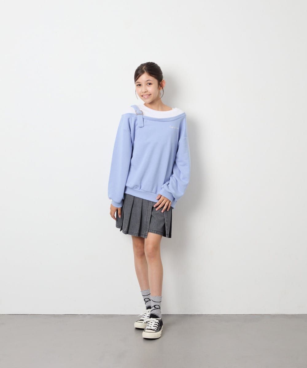 KJKJD02039 a.v.v KIDS(アー・ヴェ・ヴェ) [130-160]アシメショルダーベルトプルオーバー ブルー