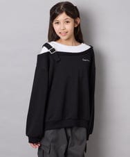 KJKJD02039 a.v.v KIDS(アー・ヴェ・ヴェ) [130-160]アシメショルダーベルトプルオーバー ブラック