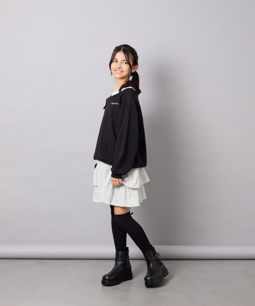 KJKJD02039 a.v.v KIDS(アー・ヴェ・ヴェ) [130-160]アシメショルダーベルトプルオーバー ブラック