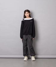 KJKJD02039 a.v.v KIDS(アー・ヴェ・ヴェ) [130-160]アシメショルダーベルトプルオーバー ブラック