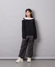 KJKJD02039 a.v.v KIDS(アー・ヴェ・ヴェ) [130-160]アシメショルダーベルトプルオーバー ブラック