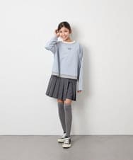 KJKJD03039 a.v.v KIDS(アー・ヴェ・ヴェ) [140-160]ボーダーレイヤード風ロングTシャツ ライトブルー