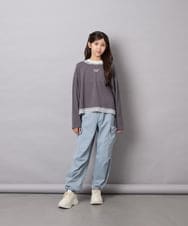 KJKJD03039 a.v.v KIDS(アー・ヴェ・ヴェ) [140-160]ボーダーレイヤード風ロングTシャツ ダークグレー