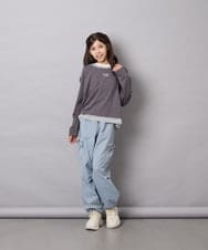 KJKJD03039 a.v.v KIDS(アー・ヴェ・ヴェ) [140-160]ボーダーレイヤード風ロングTシャツ ダークグレー