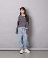 KJKJD03039 a.v.v KIDS(アー・ヴェ・ヴェ) [140-160]ボーダーレイヤード風ロングTシャツ ダークグレー