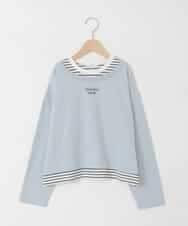 KJKJD03039 a.v.v KIDS(アー・ヴェ・ヴェ) [140-160]ボーダーレイヤード風ロングTシャツ ライトブルー