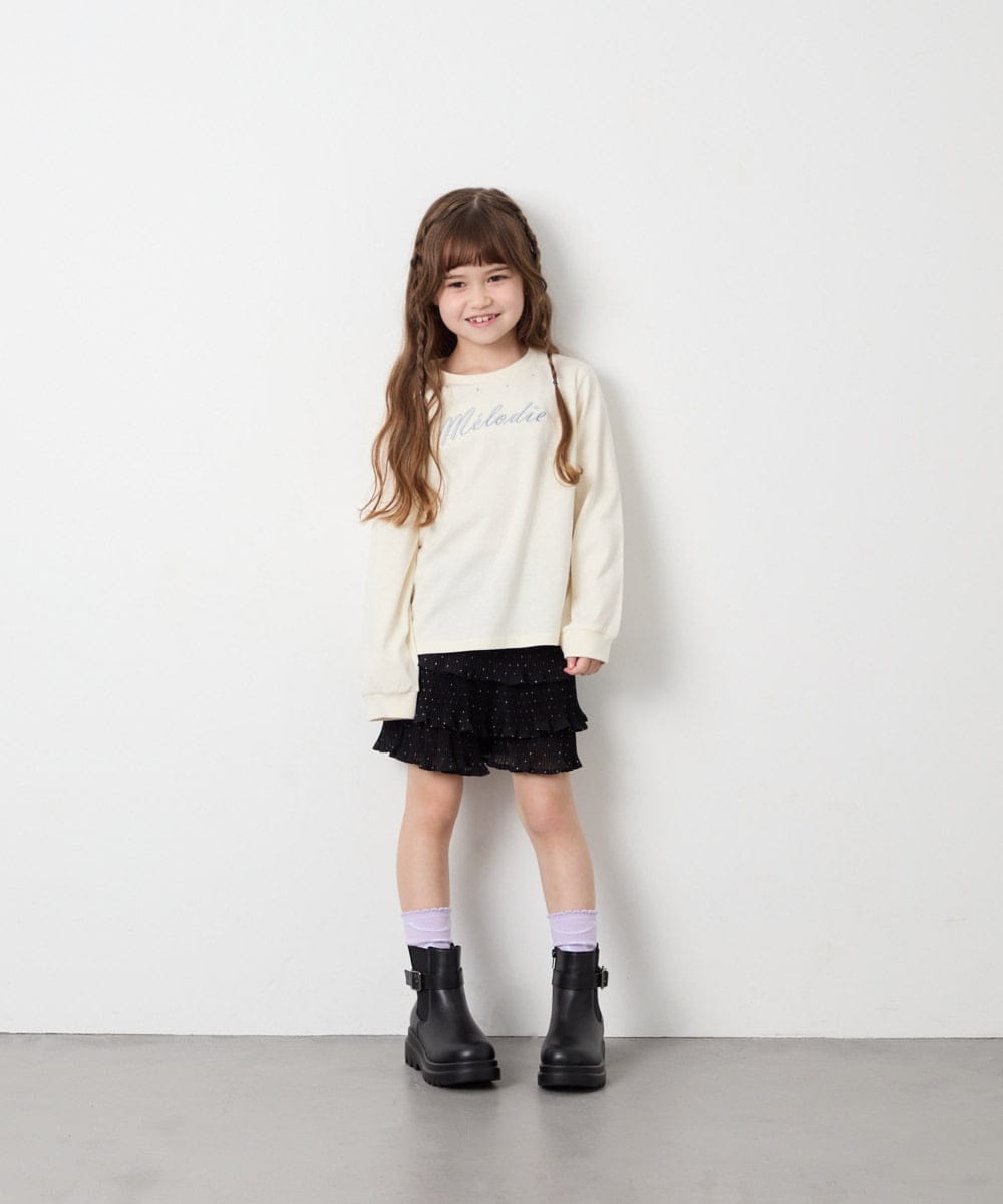 KJKJD04026 a.v.v KIDS(アー・ヴェ・ヴェ) [130-160]【毛玉になりにくい】ロゴロンT アイボリー