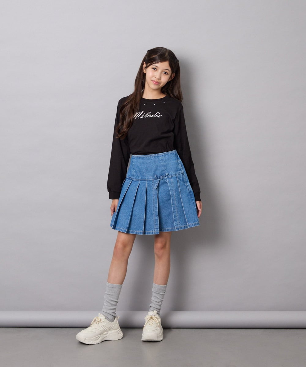 KJKJD04026 a.v.v KIDS(アー・ヴェ・ヴェ) [130-160]【毛玉になりにくい】ロゴロンT ブラック