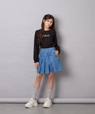 KJKJD04026 a.v.v KIDS(アー・ヴェ・ヴェ) [130-160]【毛玉になりにくい】ロゴロンT ブラック
